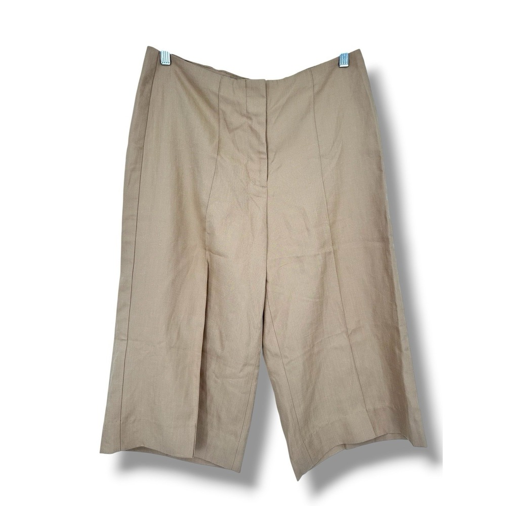 Express Cropped Wide Leg Linen Blend Pants 8R Beige Coastal Grandma Minimalist